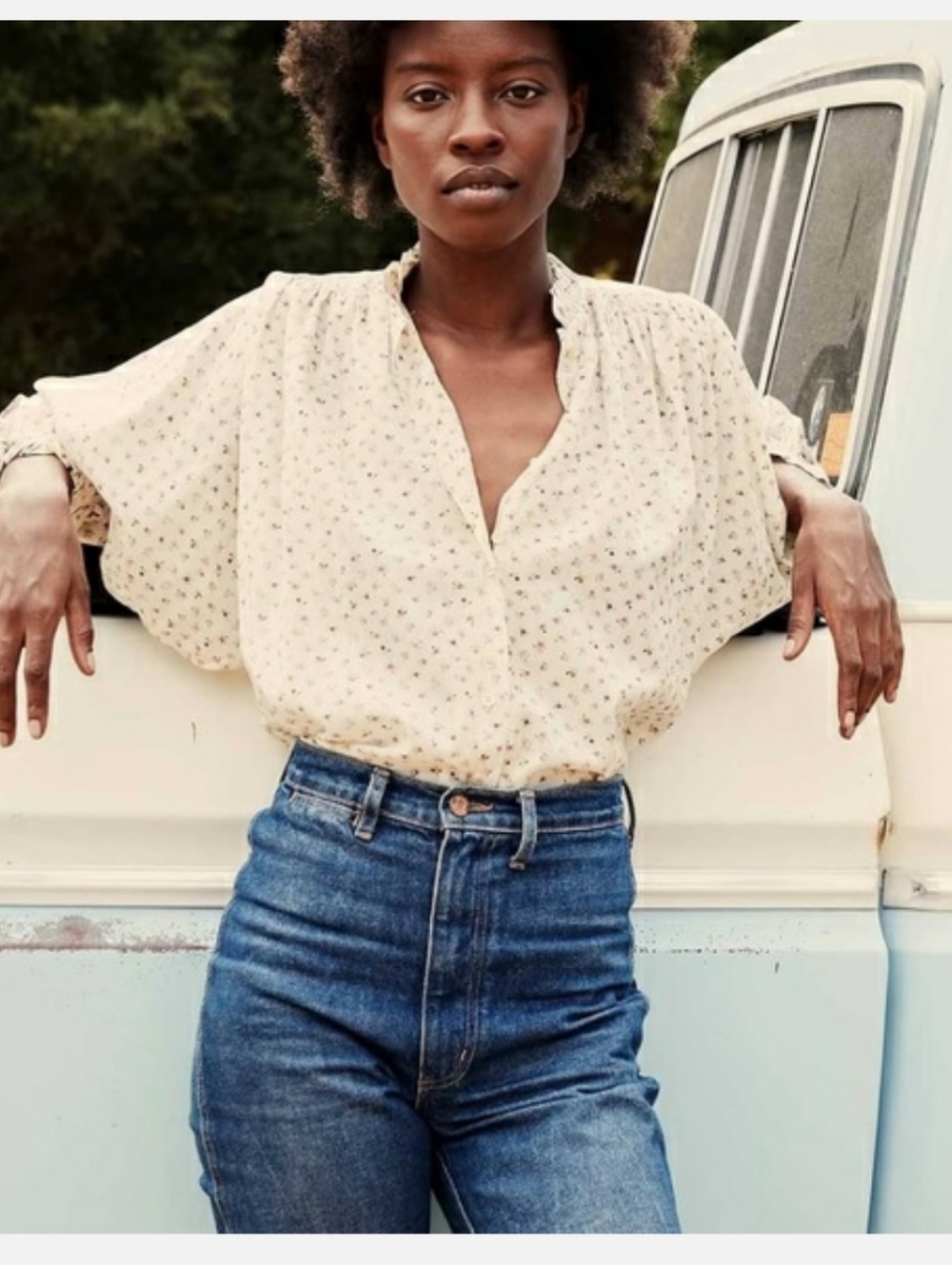 Rare Doen Rose Top in Cream Parc Monceau, XS